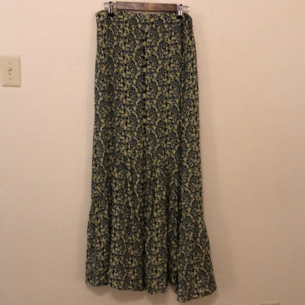 Green floral maxi skirt